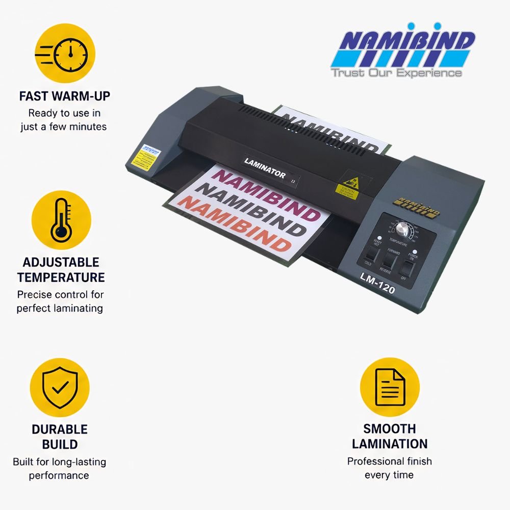 Namibind LM-120 A4 Hot & Cold Laminator with 250 Micron Thickness and 80 cm/min Speed - Image 2
