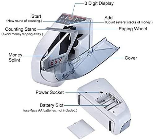 OriGlam Ybc-v30 Mini Bill Cash Money Counter Machine Portable Handy for  sale online