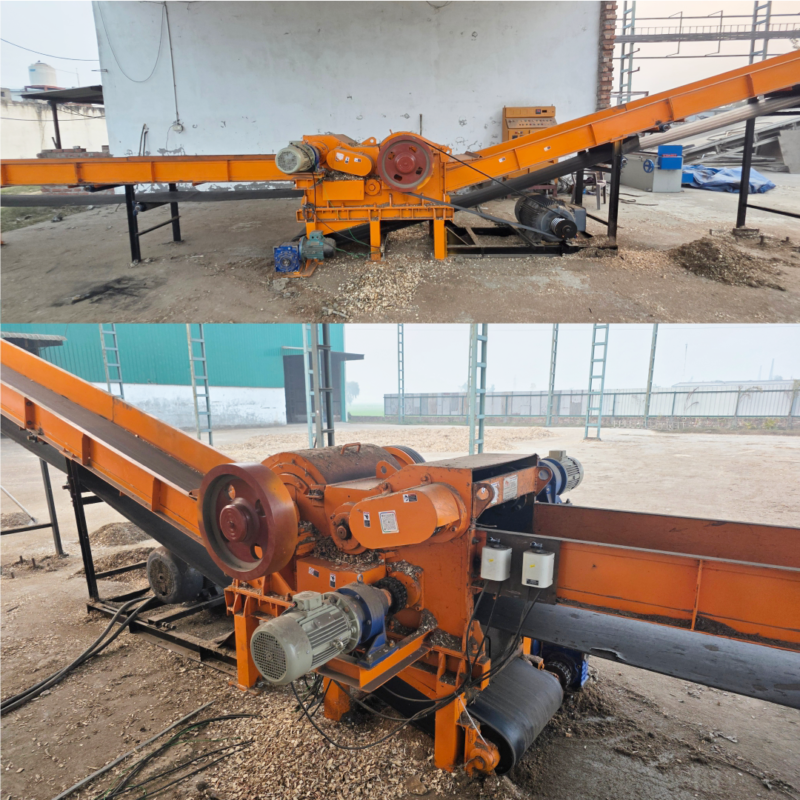 Industrial Drum Wood Chipper Machine 20 Inch | Heavy Duty Biomass Wood Chipper | Palm Trunk, Bamboo & Hardwood Processing | 2-3 TPH