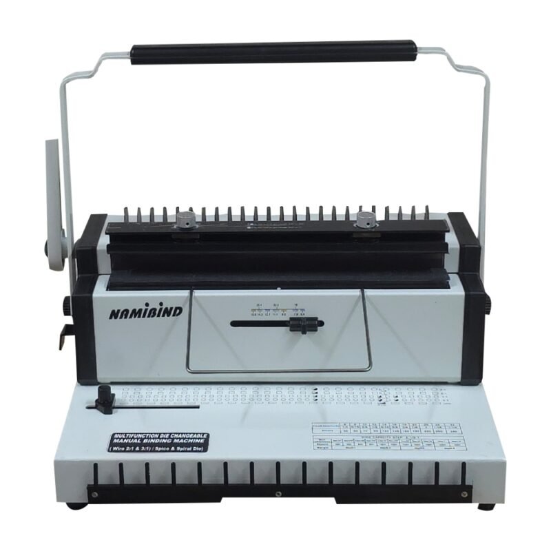 Namibind 4-in-1 Manual Desktop Binding Machine | Spiral, Comb, Wiro 2:1 & 3:1 Binding | Heavy Duty Metal Body | Punch & Bind Multi Documents | Office, School & Print Shop Use